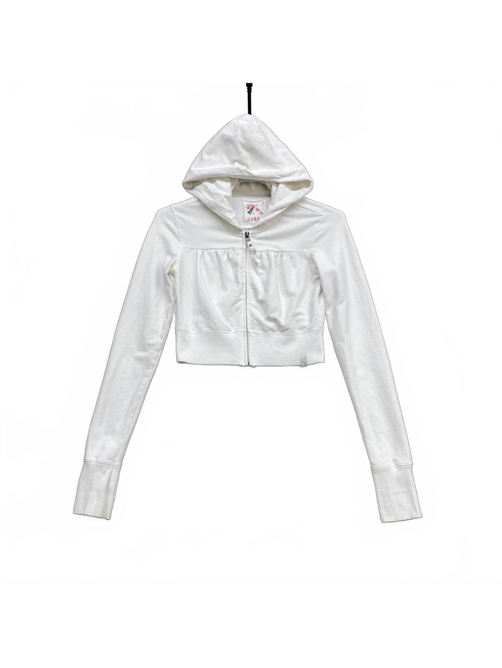 Garage Y2K White Cropped Zip Hoodie S/P Dream Experience Graphic Petite